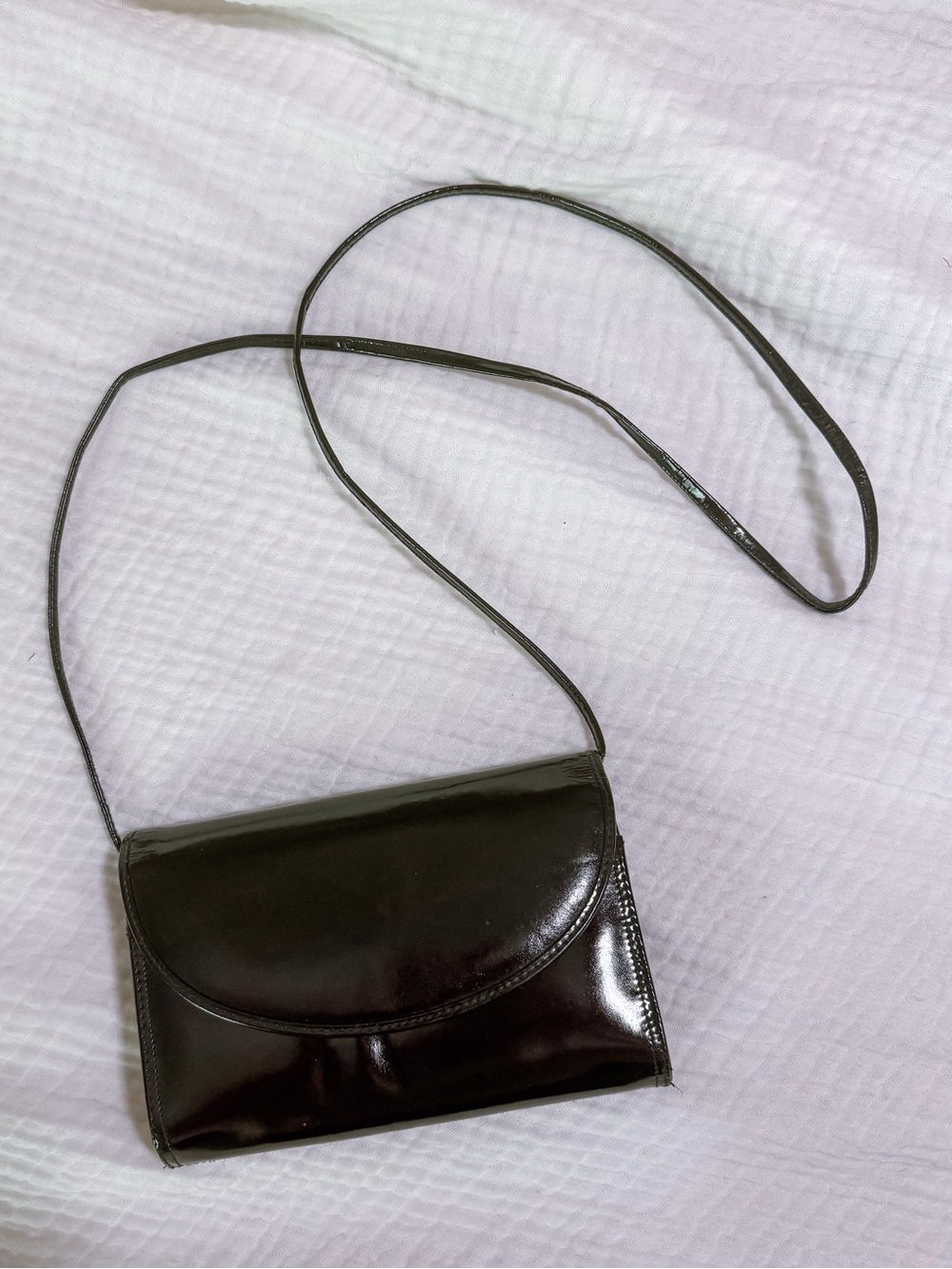 Vintage Saks Fifth Avenue Black Patent Leather Bag | Luxury 90s Minimalist Bag